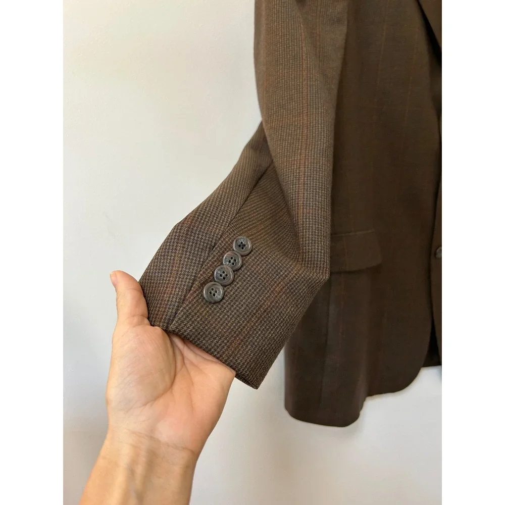 Ted Baker London Nordstrom Mens 46XL Brown Glen Plaid 3 Button Blazer Jacket